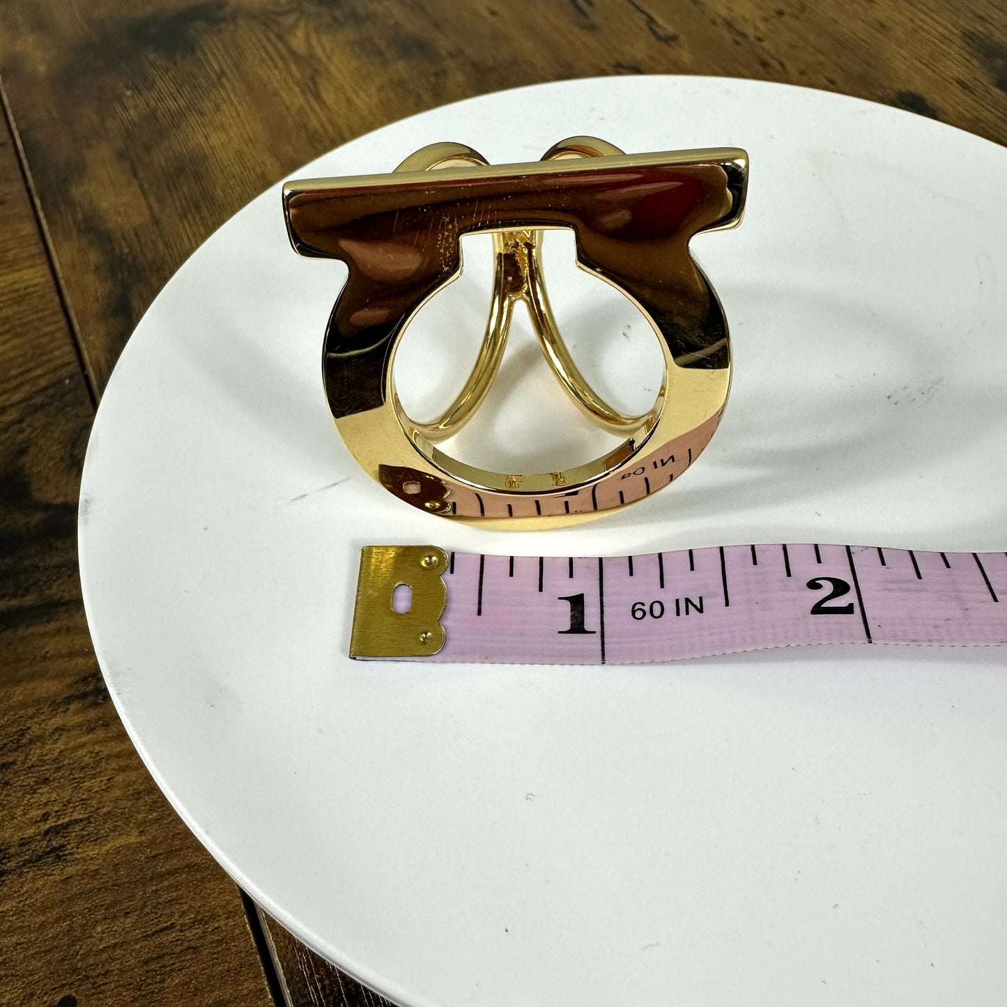 Salvatore Ferragamo Gancini Gold Tone Scarf Ring