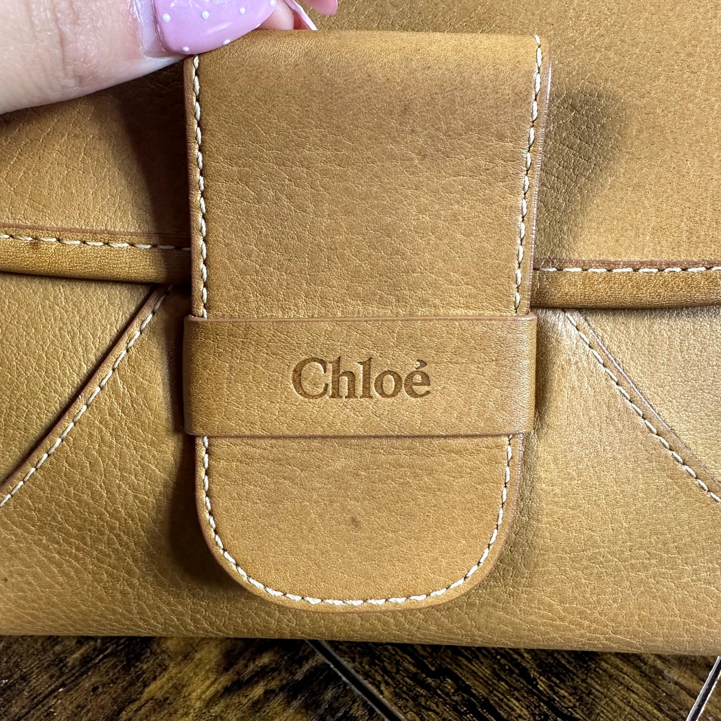 Chloe Ethel Braided Handle Shoulder Bag Purse Camel Tan Leather Vintage