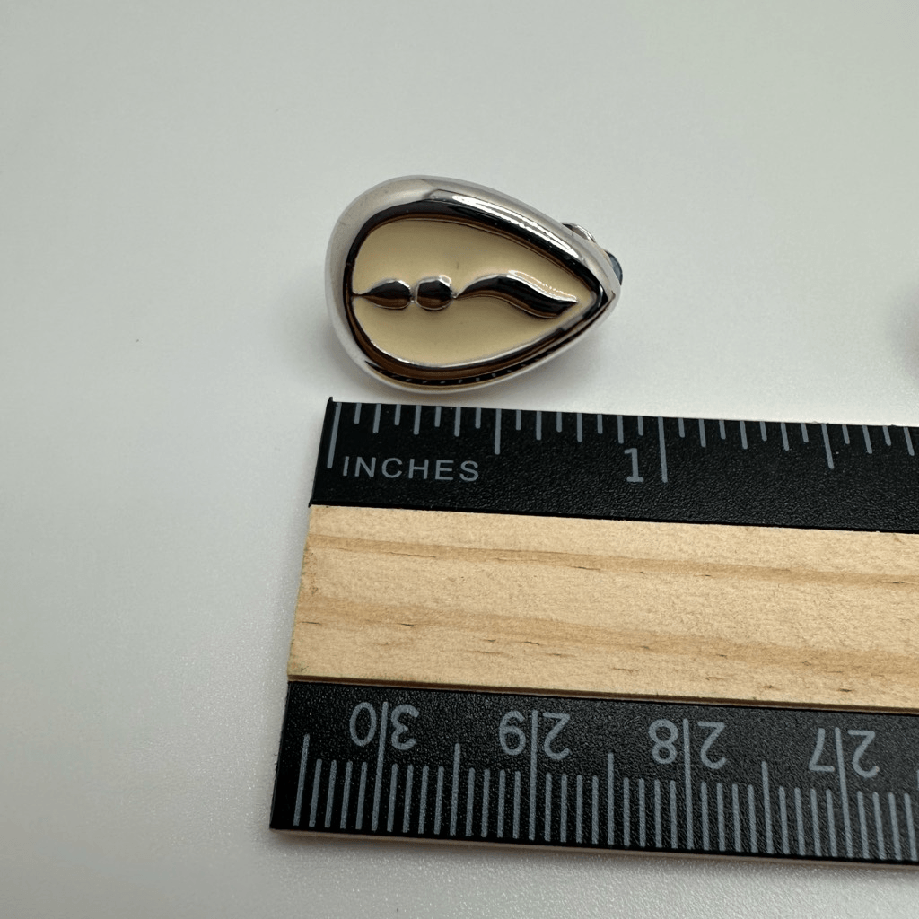 Givenchy Vintage Enamel Silver Tone Clip On Earrings