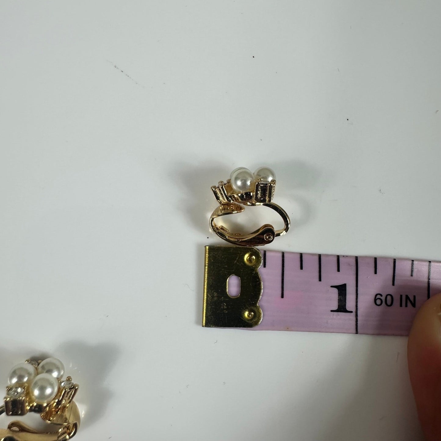 Christian Dior Gold Tone Clip On Earrings Faux Pearl Rhinestones Authentic