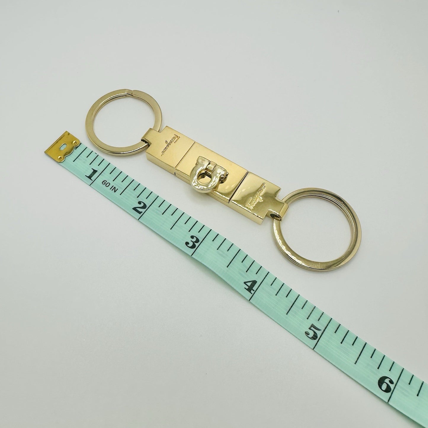 Salvatore Ferragamo Gancini Gold Tone Key Ring Detachable