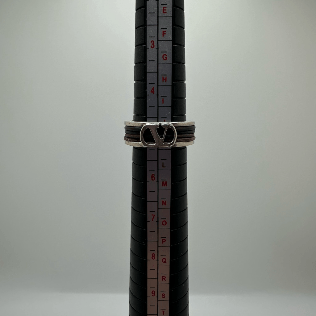 Valentino Garavani Sterling Silver Logo Ring Size 5