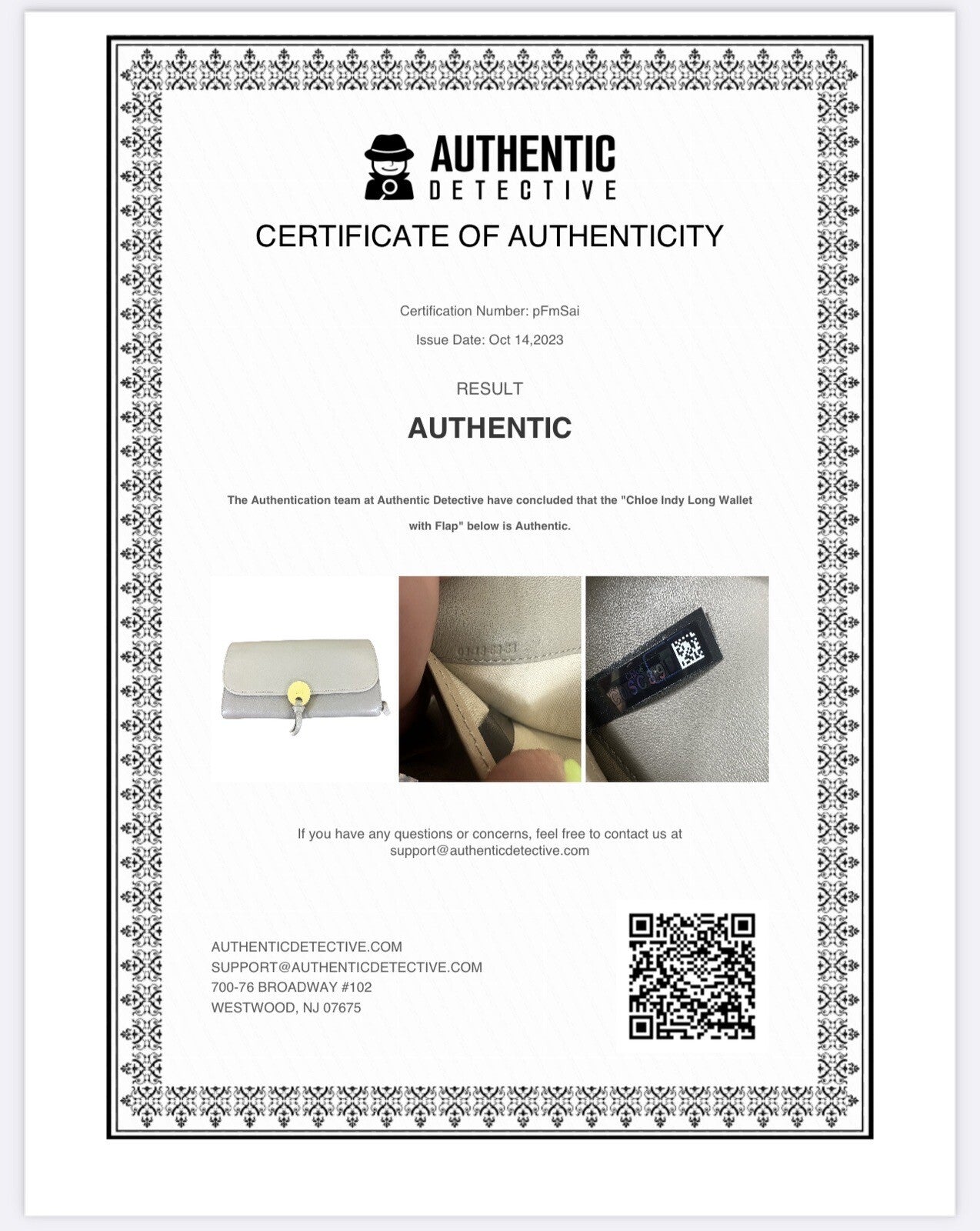 Chloe Indy Long Wallet With Flap Gray Leather