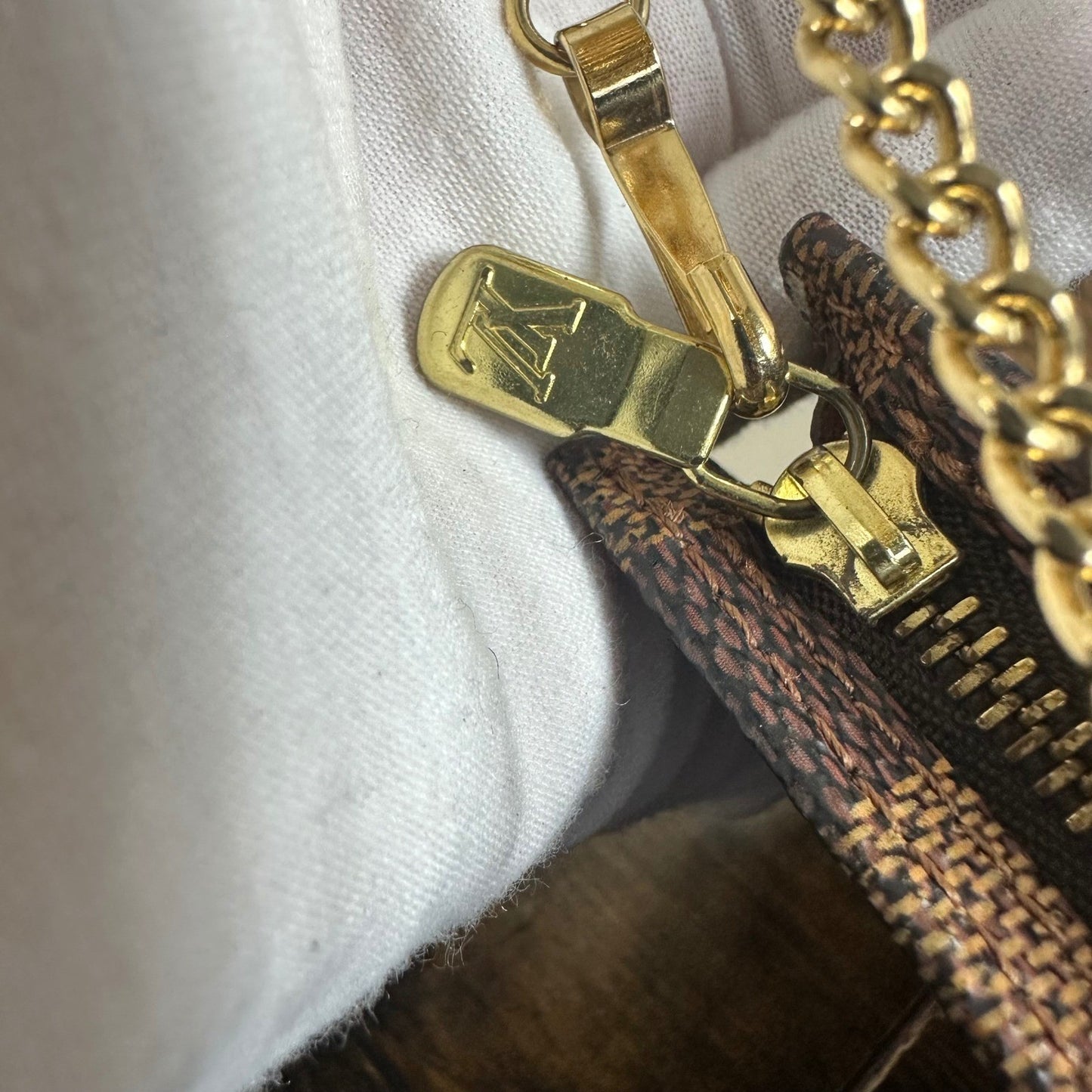 Louis Vuitton Damier Ebene Canvas Accessories Pochette Pouch Bag Mini