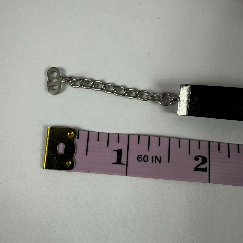 Christian Dior Leather Silver Tone Adjustable Bracelet