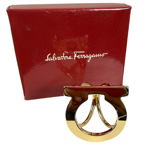 Salvatore Ferragamo Gancini Gold Tone Scarf Ring
