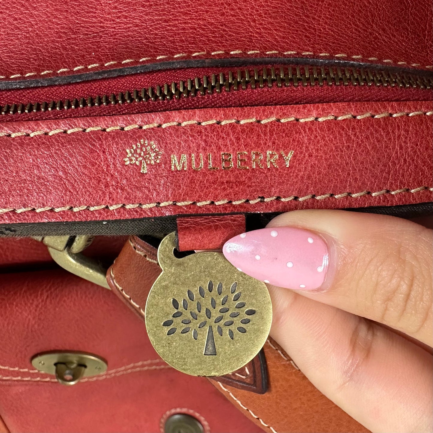 Mulberry Alana Satchel - Rare Red Leather & Orange Trim