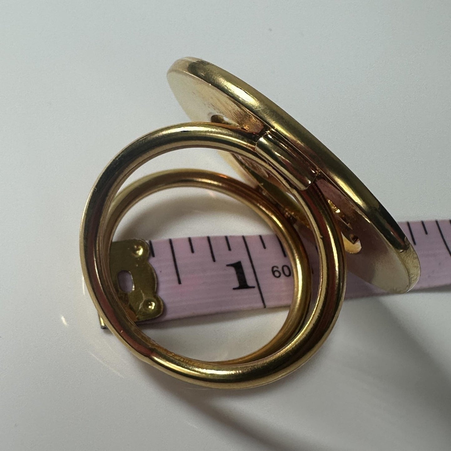 CELINE Scarf Ring Gold Tone Vintage Saxophone Logo Round Made In Italy
