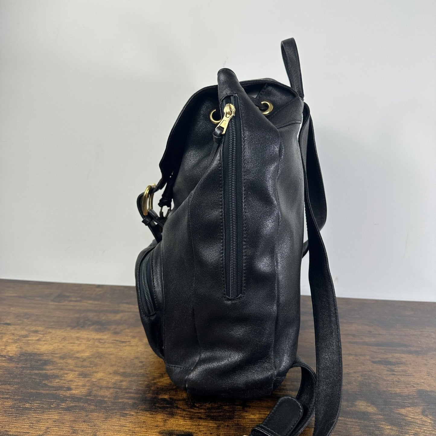 Gianni Versace Vintage Backpack Bag Medium Black Leather Medusa Men Women