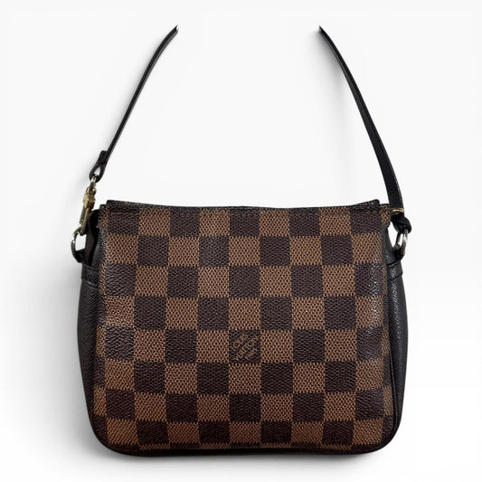 Louis Vuitton Damier Ebene Shoulder Bag Womens Small Brown Canvas Leather France