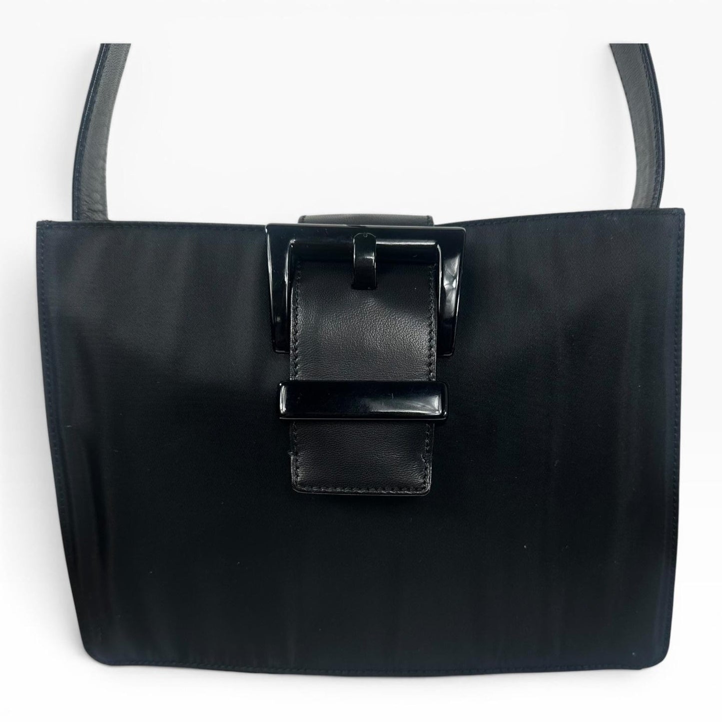 Prada Nappa Trend Nylon Leather Shoulder Bag Small Black Italy Vintage B7130