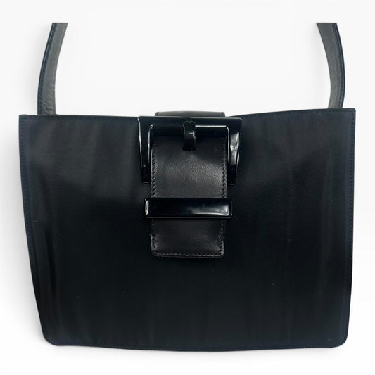 Prada Nappa Trend Nylon Leather Shoulder Bag Small Black Italy Vintage B7130