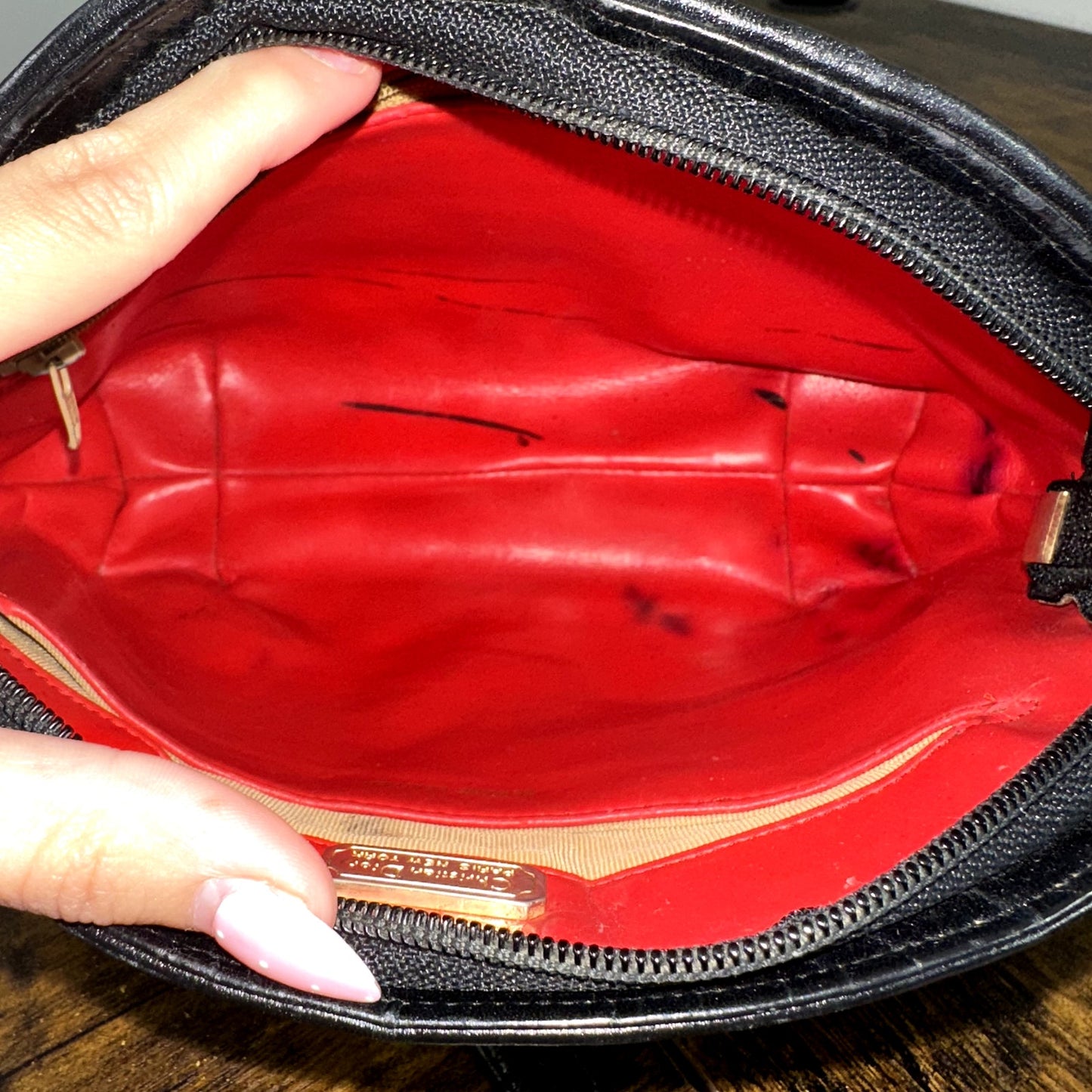 Christian Dior Vintage Black Leather Shoulder Bag