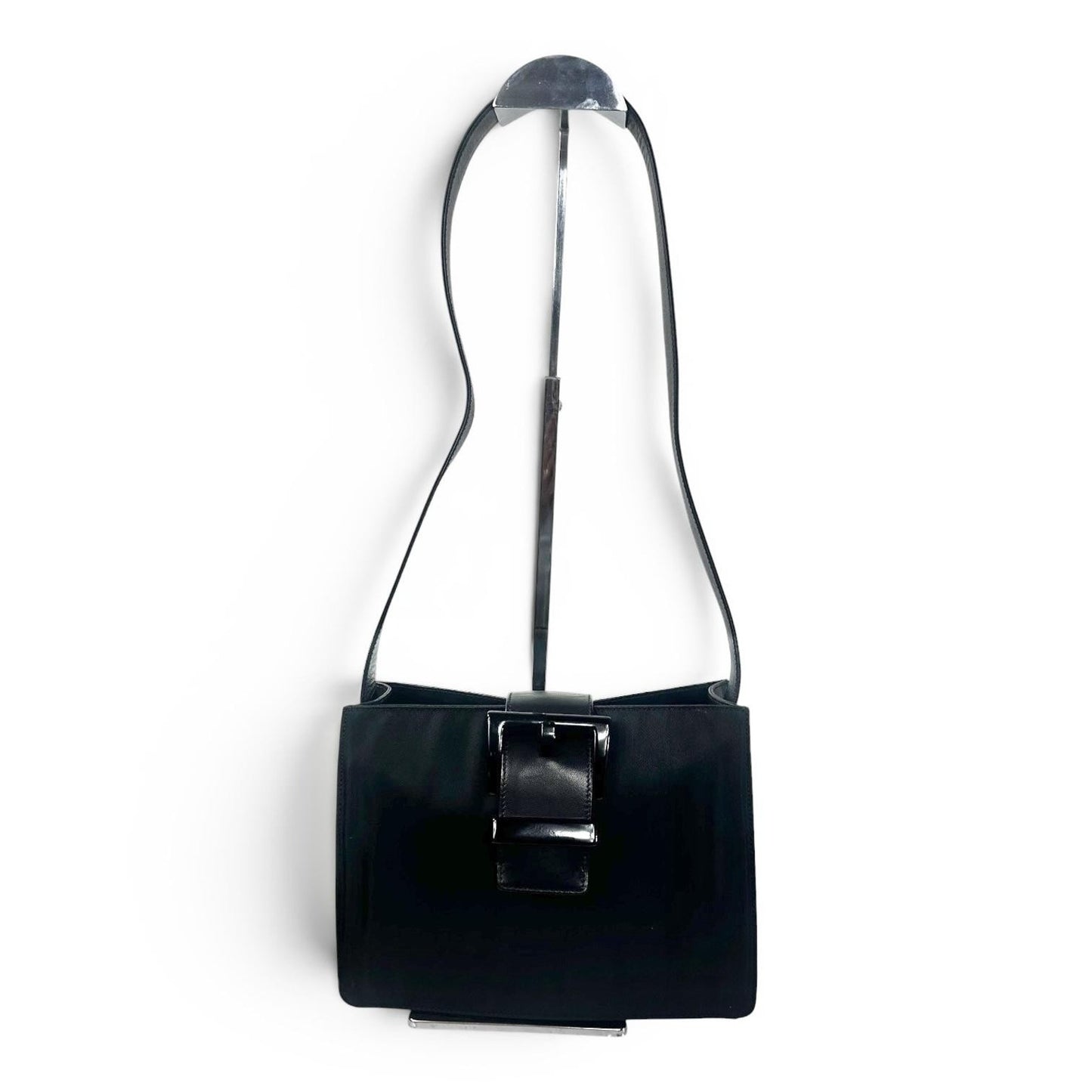 Prada Nappa Trend Nylon Leather Shoulder Bag Small Black Italy Vintage B7130