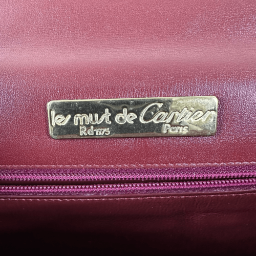 Cartier Vintage Bordeaux Leather Clutch Bag W/ Certificate of Authenticity
