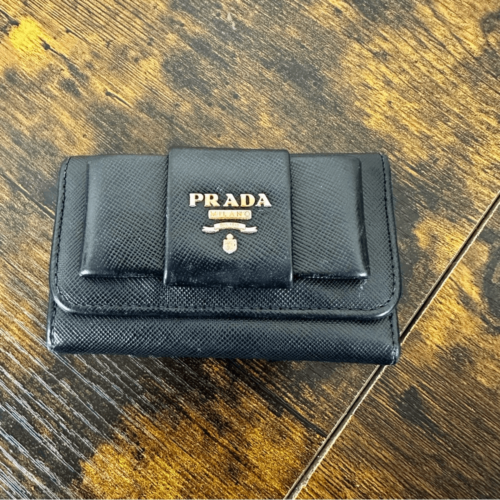 Prada Ribbon Saffiano Leather 6 Key Case Black W/ Certificate of Authenticity