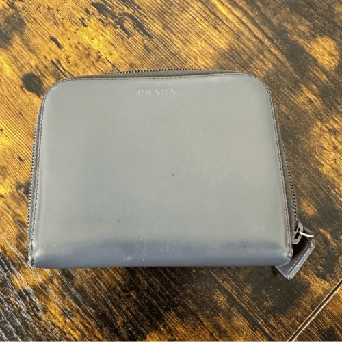 Prada Gray Leather Wallet W/ Certificate of Authenticity