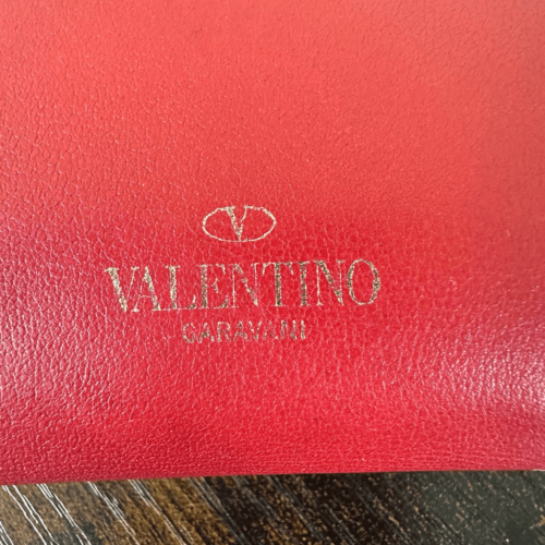 Valentino Rockstud Bifold Card Wallet Red Leather W/ Certificate of Authenticity
