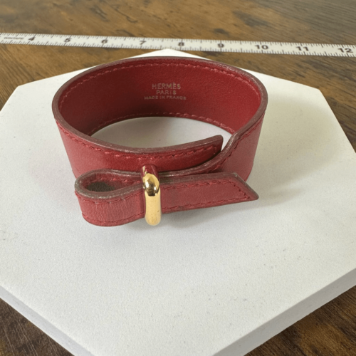Hermes Tuareg Red Leather Bracelet W/ Certificate of Authenticity