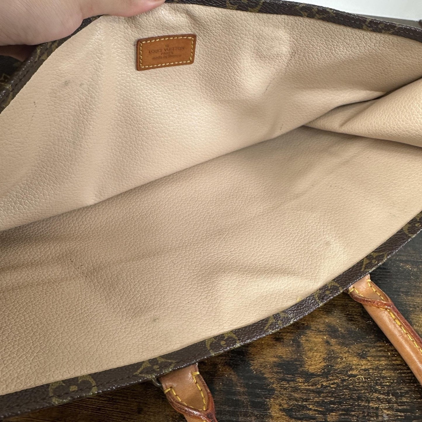 Louis Vuitton Vintage Sac Plat Tote Bag Large Brown Monogram Logo Canvas France