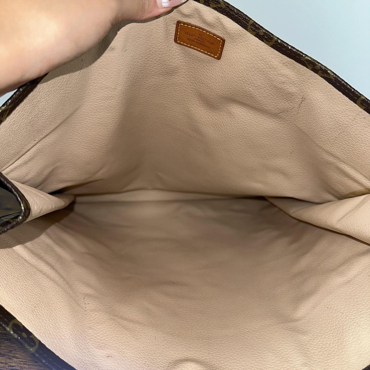 Louis Vuitton Vintage Sac Plat Tote Bag Large Brown Monogram Logo Canvas France