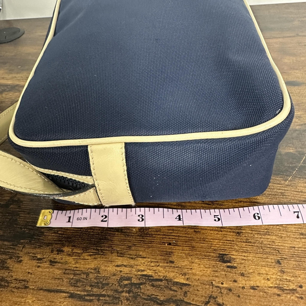 Celine Vintage Crossbody Bag Medium Navy Blue Canvas Leather Italy Classic