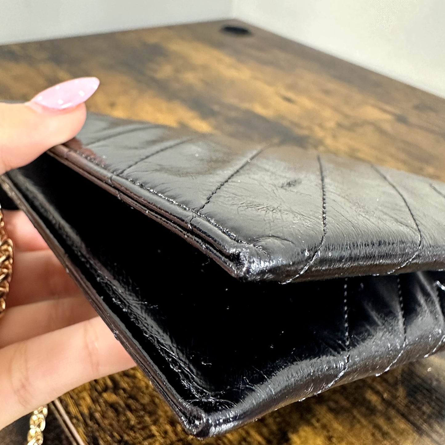 Yves Saint Laurent YSL Black Leather Clutch Bag Authentic Vintage