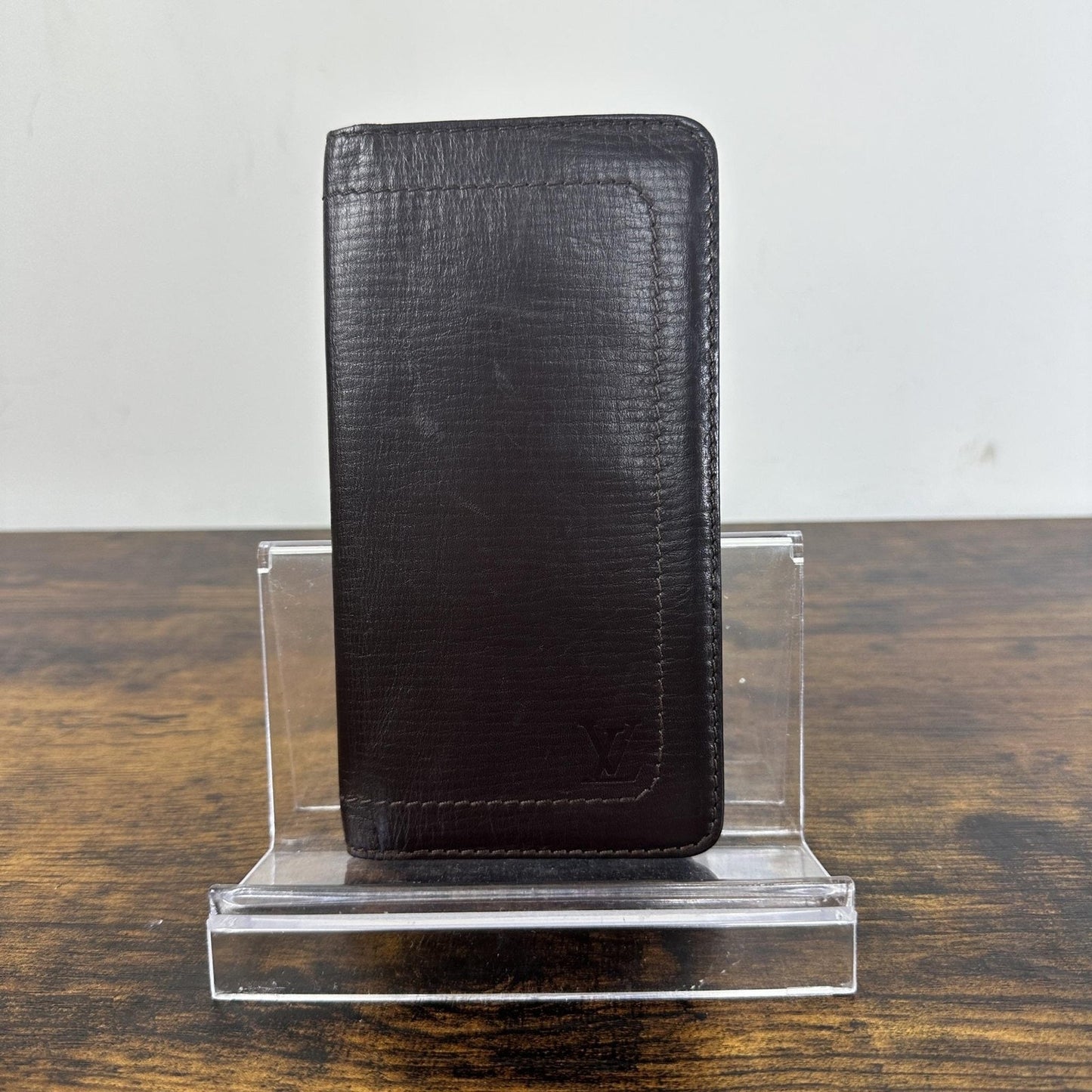 Louis Vuitton Wallet Mens One Size Brown Leather Slim Fold Card Holder France