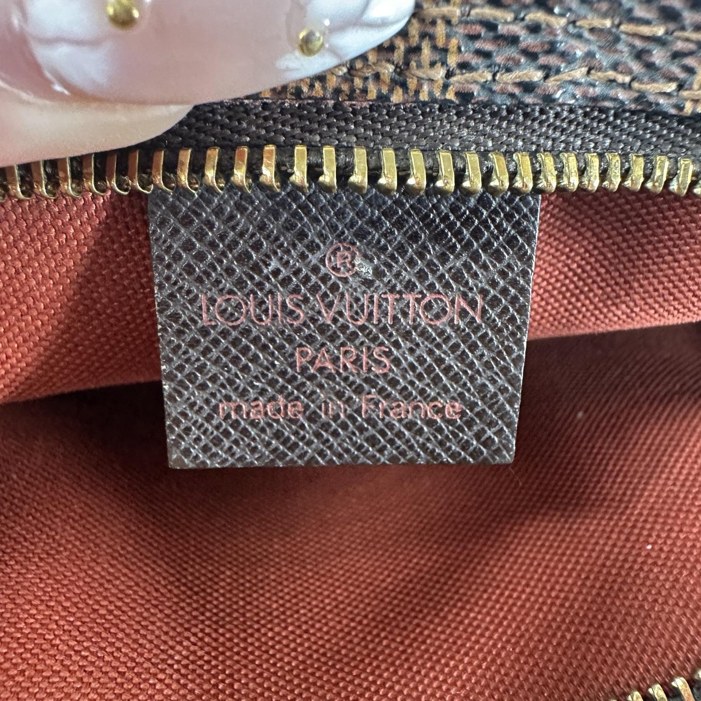 Louis Vuitton Damier Ebene Shoulder Bag Womens Small Brown Canvas Leather France