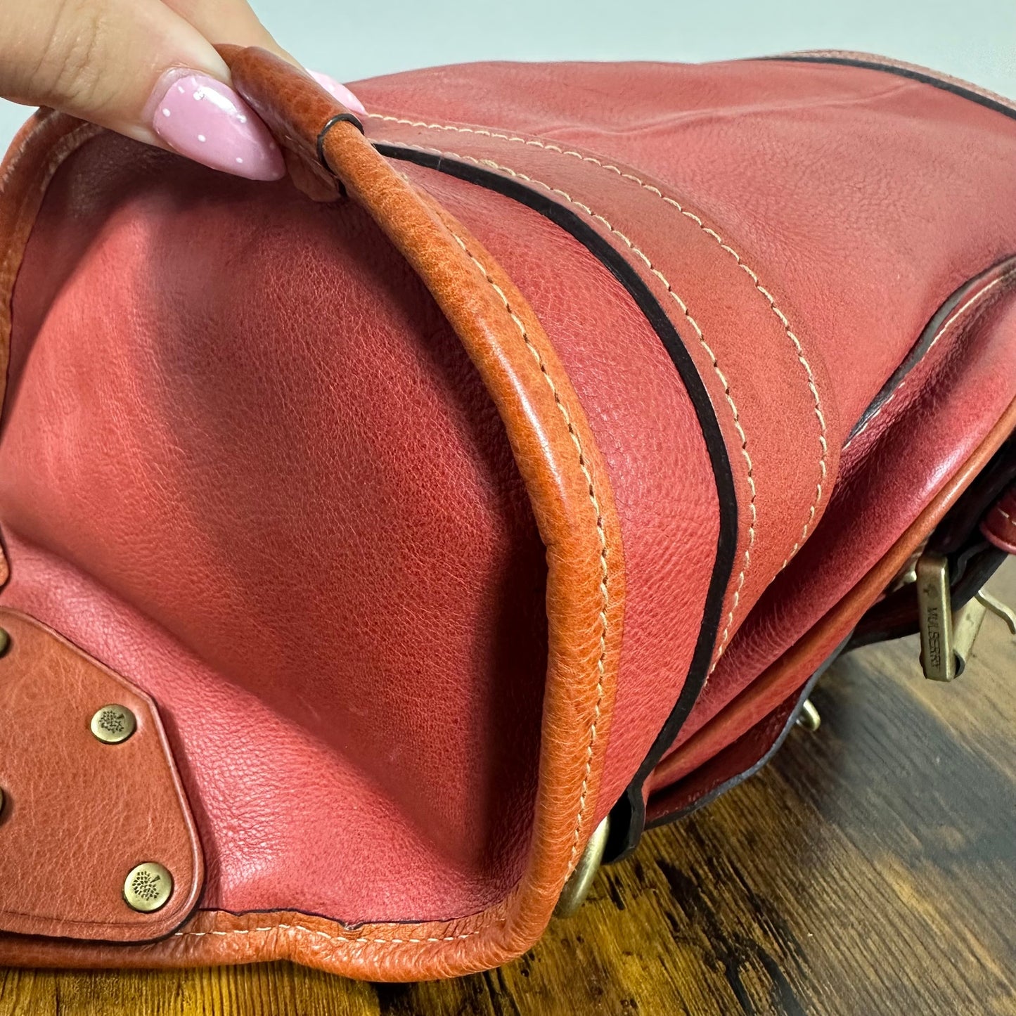 Mulberry Alana Satchel - Rare Red Leather & Orange Trim