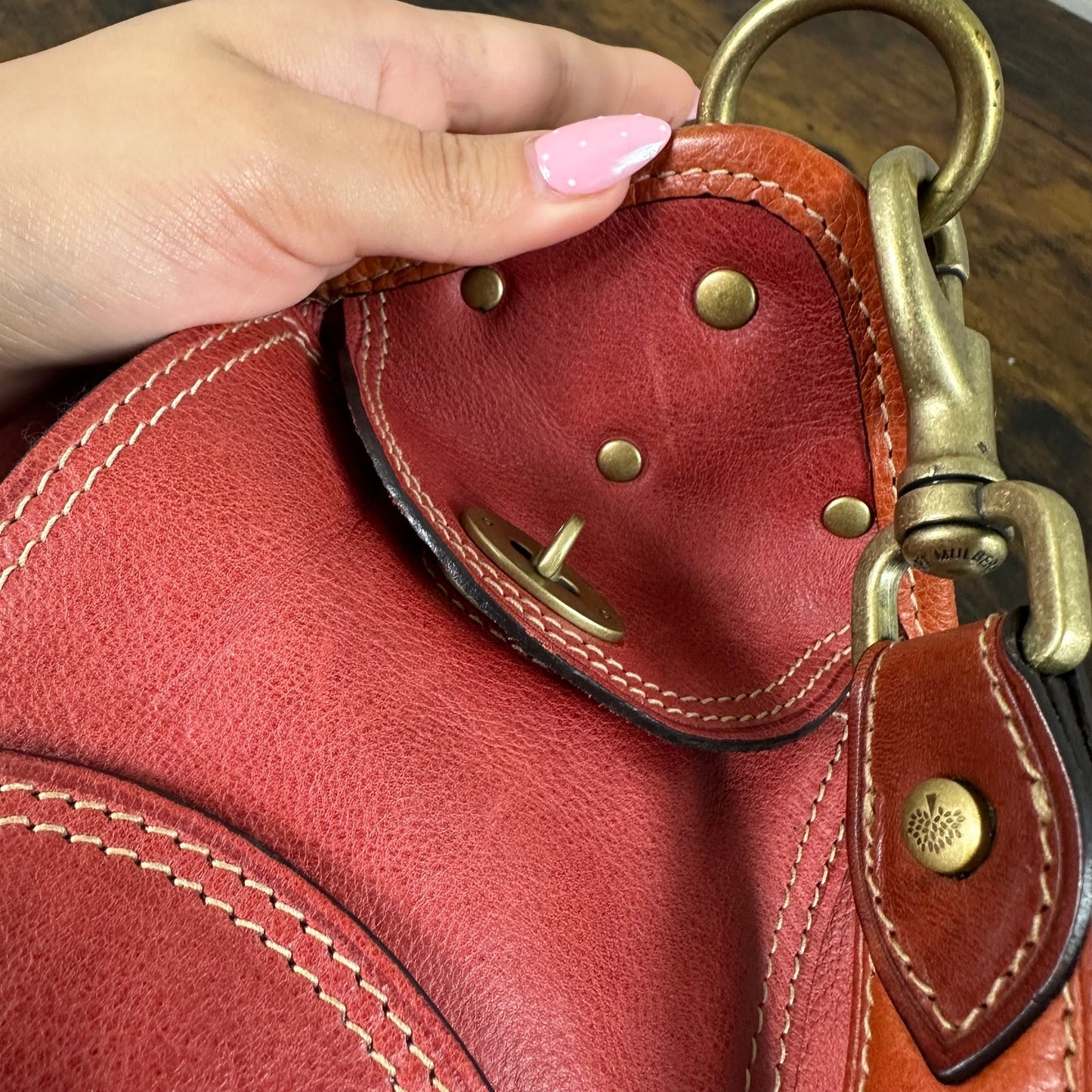 Mulberry Alana Satchel - Rare Red Leather & Orange Trim