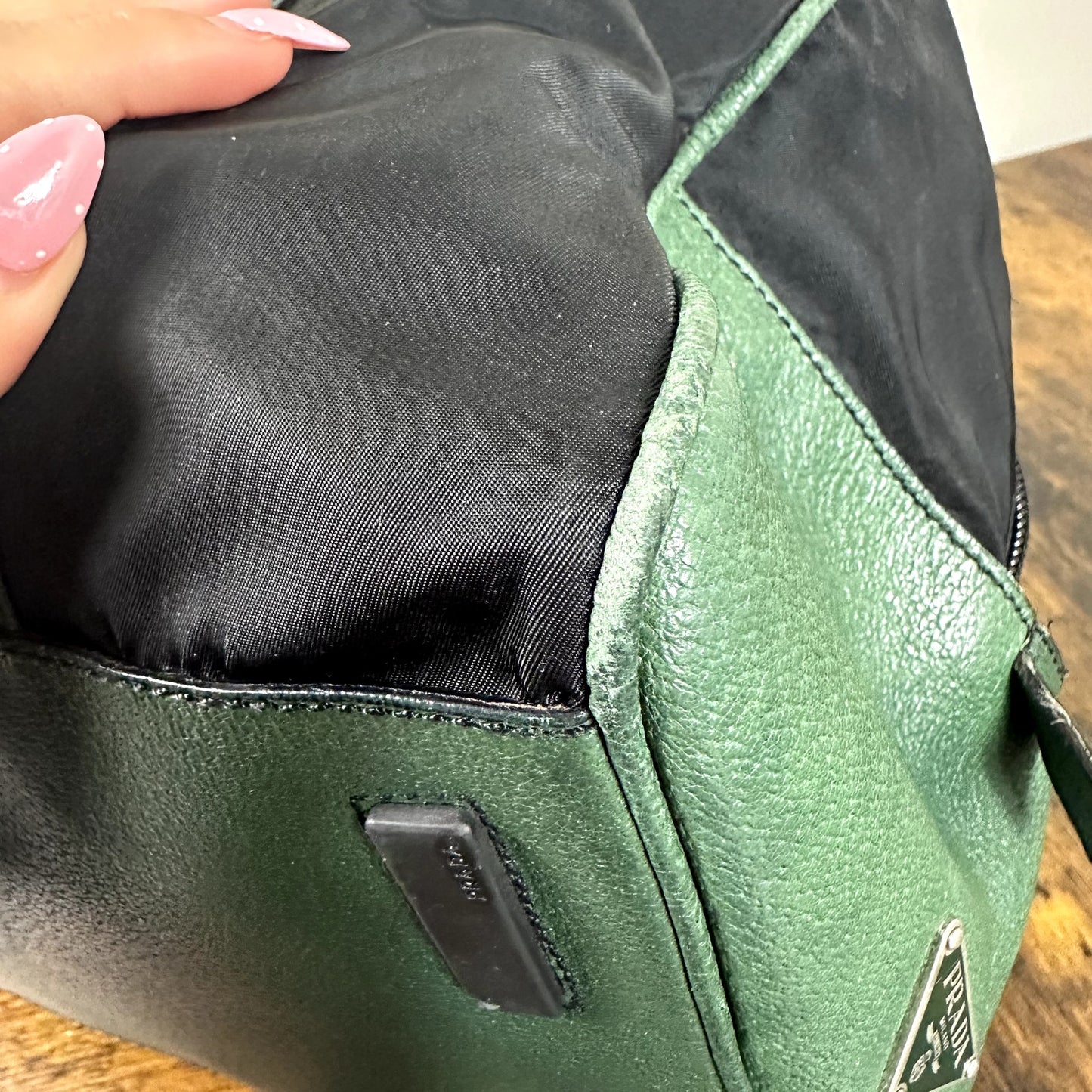 Prada Tessuto Nylon & Leather Travel Duffel Bag Overnight Weekend Authentic