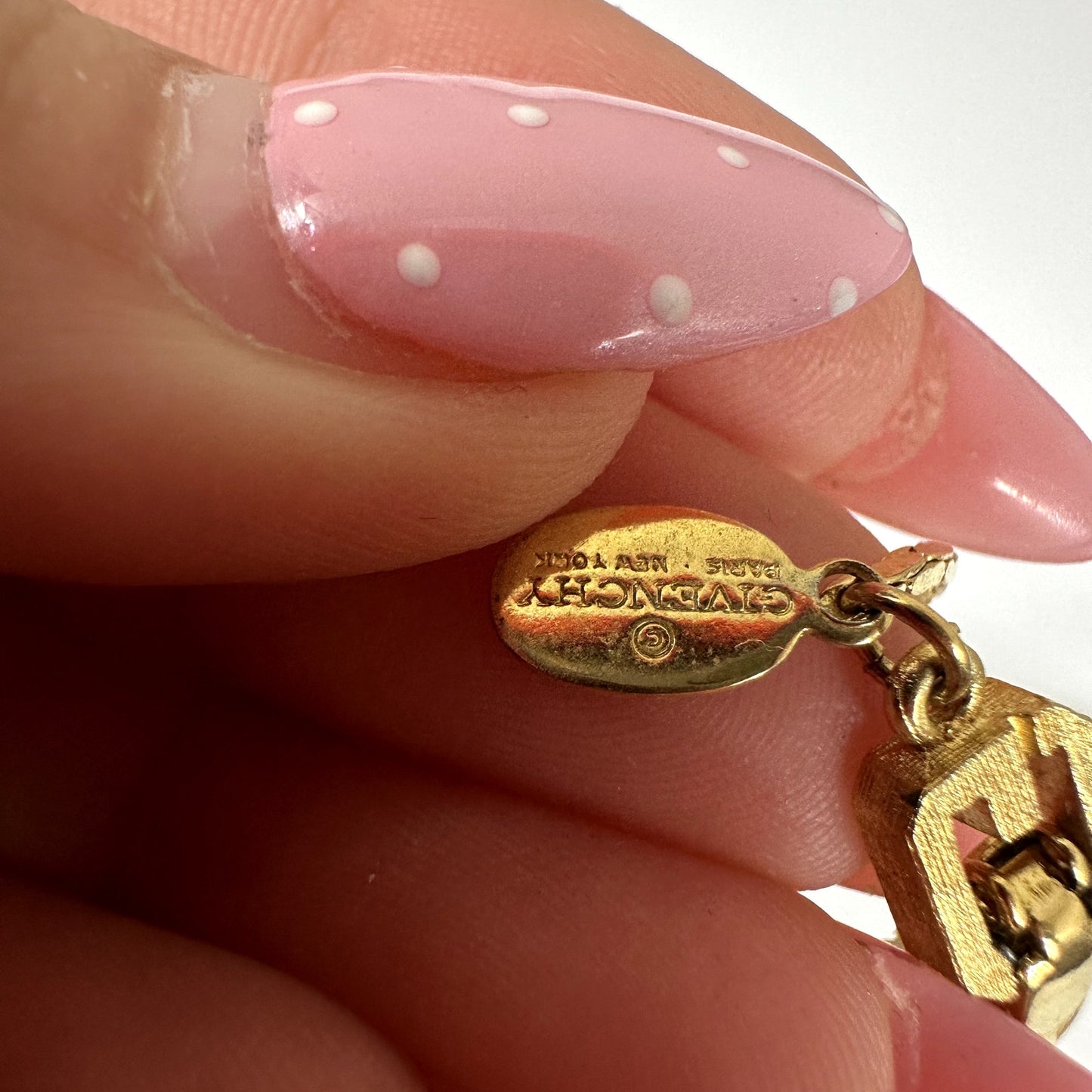 Vintage Givenchy 4G Logo Rhinestone Gold Tone Choker Necklace