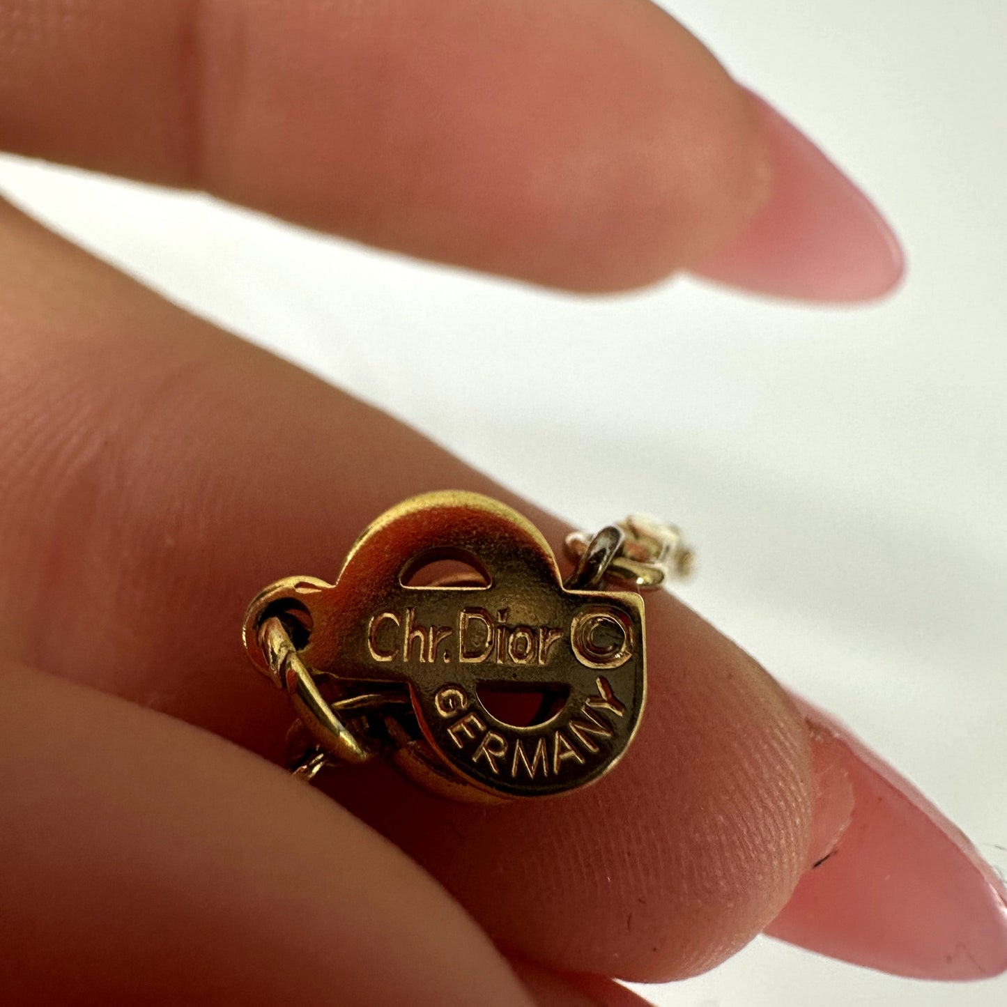 Christian Dior Vintage Gold Tone Crystal Solitaire Collar Necklace