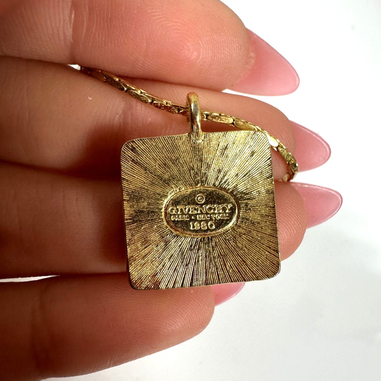 Vintage Givenchy 4G Logo Rhinestone Gold Tone Choker Necklace