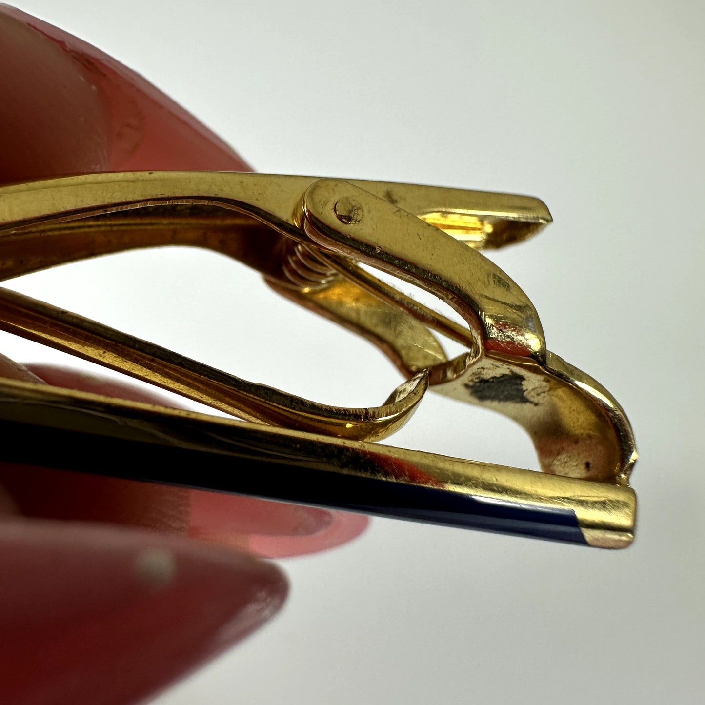 Givenchy Vintage 4G Logo Blue Enamel Gold Tone Tie Clip Authentic