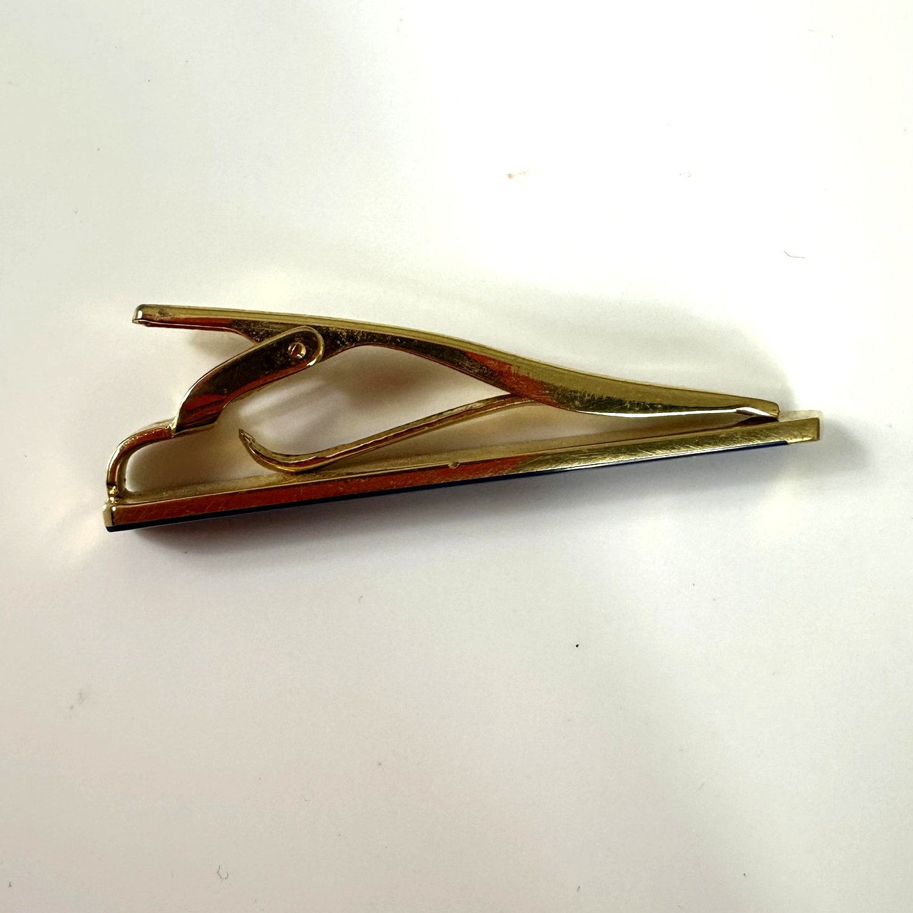 Givenchy Vintage 4G Logo Blue Enamel Gold Tone Tie Clip Authentic