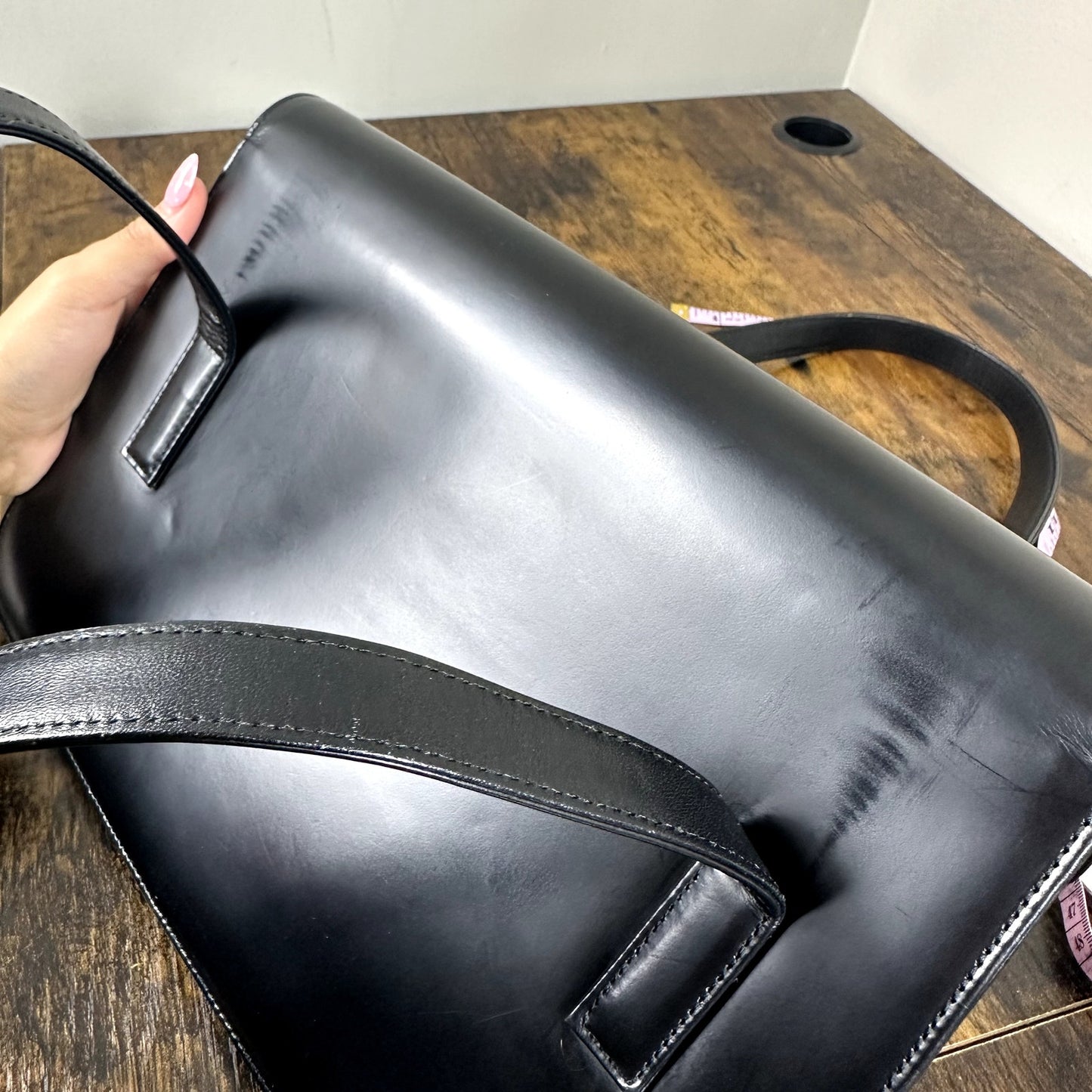 Burberry Nova Check Black Leather Shoulder Bag Authentic Vintage