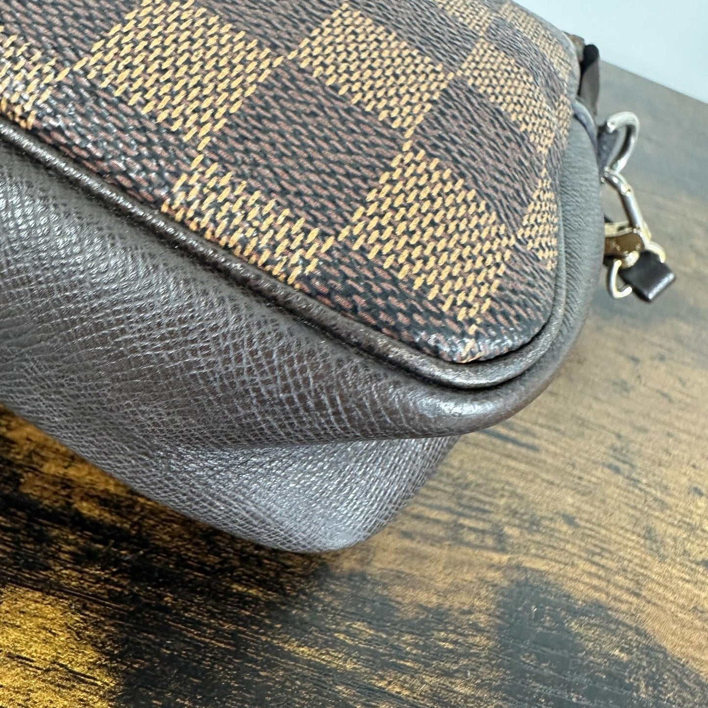 Louis Vuitton Damier Ebene Shoulder Bag Womens Small Brown Canvas Leather France
