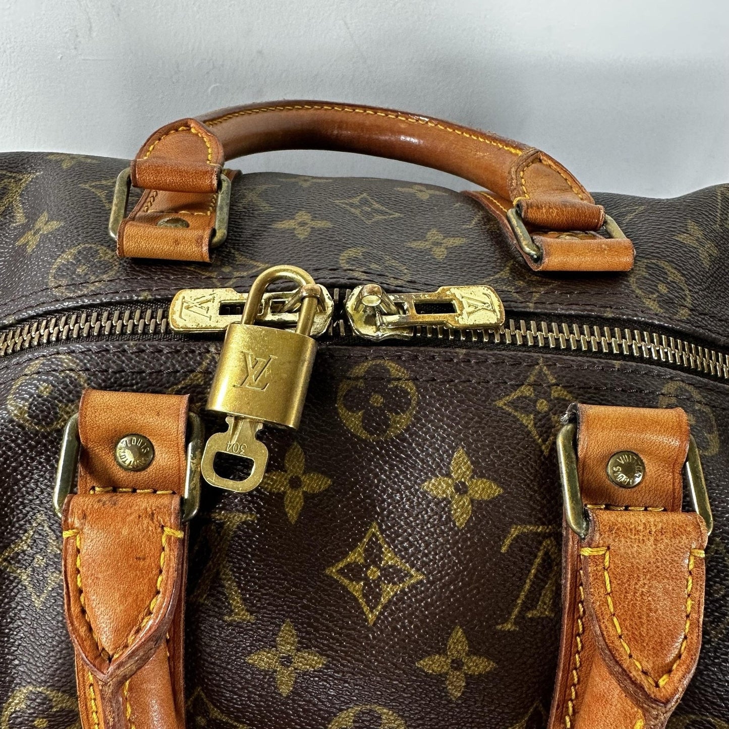 Louis Vuitton Brown Monogram Keepall 45 Canvas Travel Duffel Bag Made France