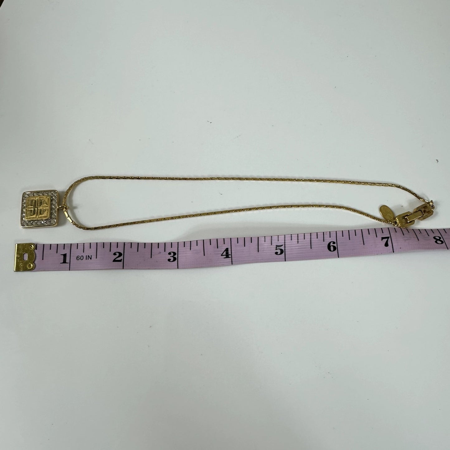 Vintage Givenchy 4G Logo Rhinestone Gold Tone Choker Necklace