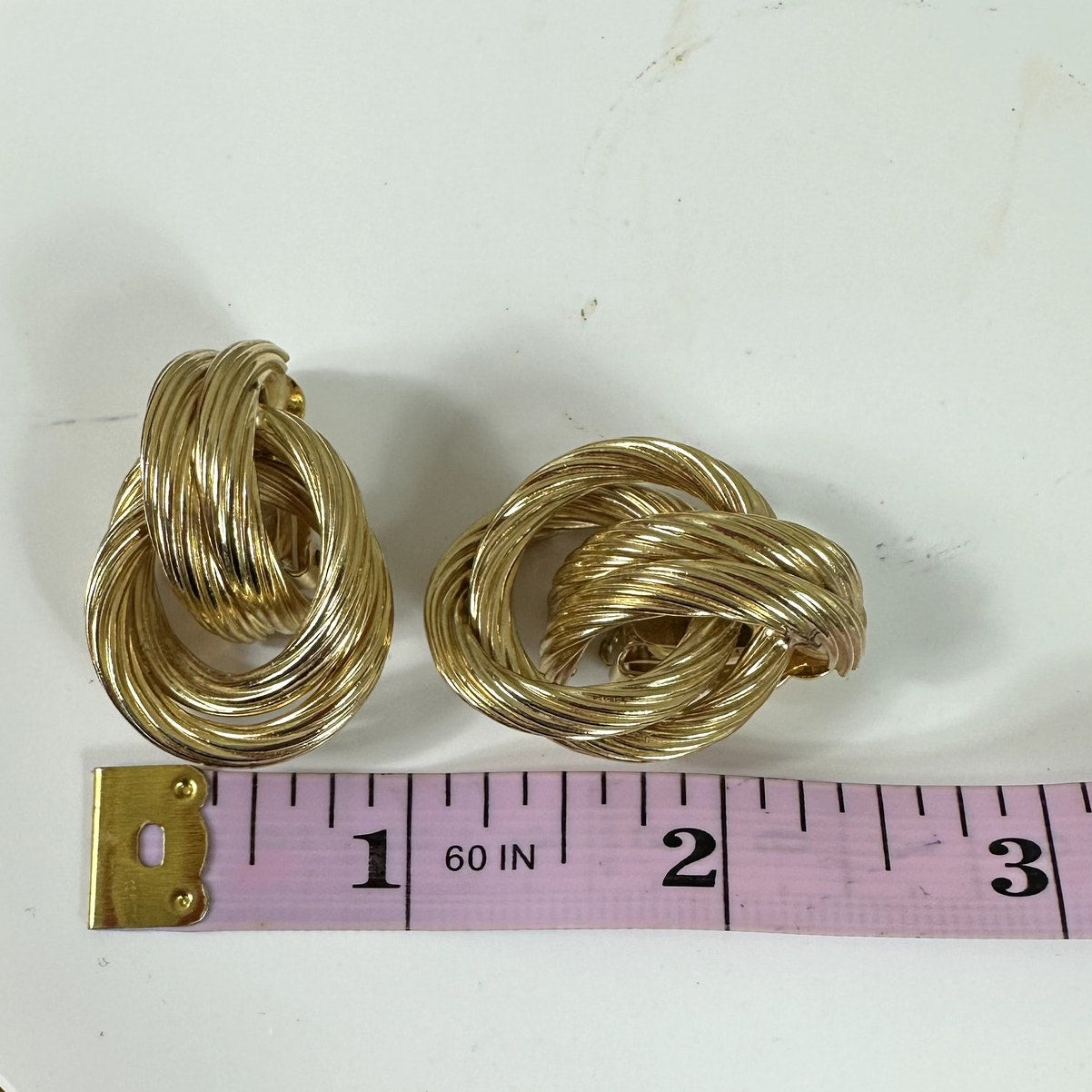 Vintage GIVENCHY Gold Tone Rope Knot Clip-On Earrings Signed Paris New York