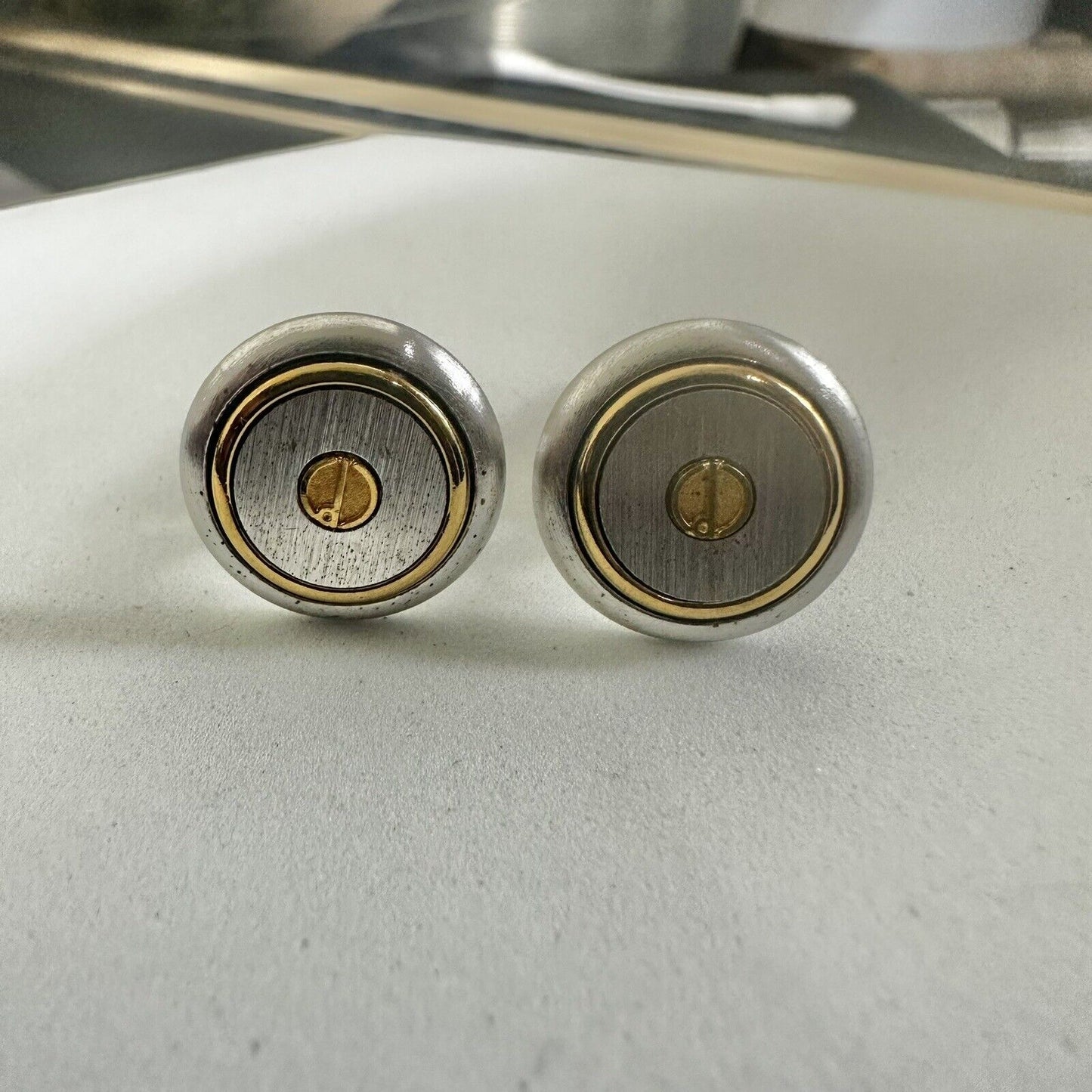 Dunhill Cufflinks Silver Gold Two Tone Authentic