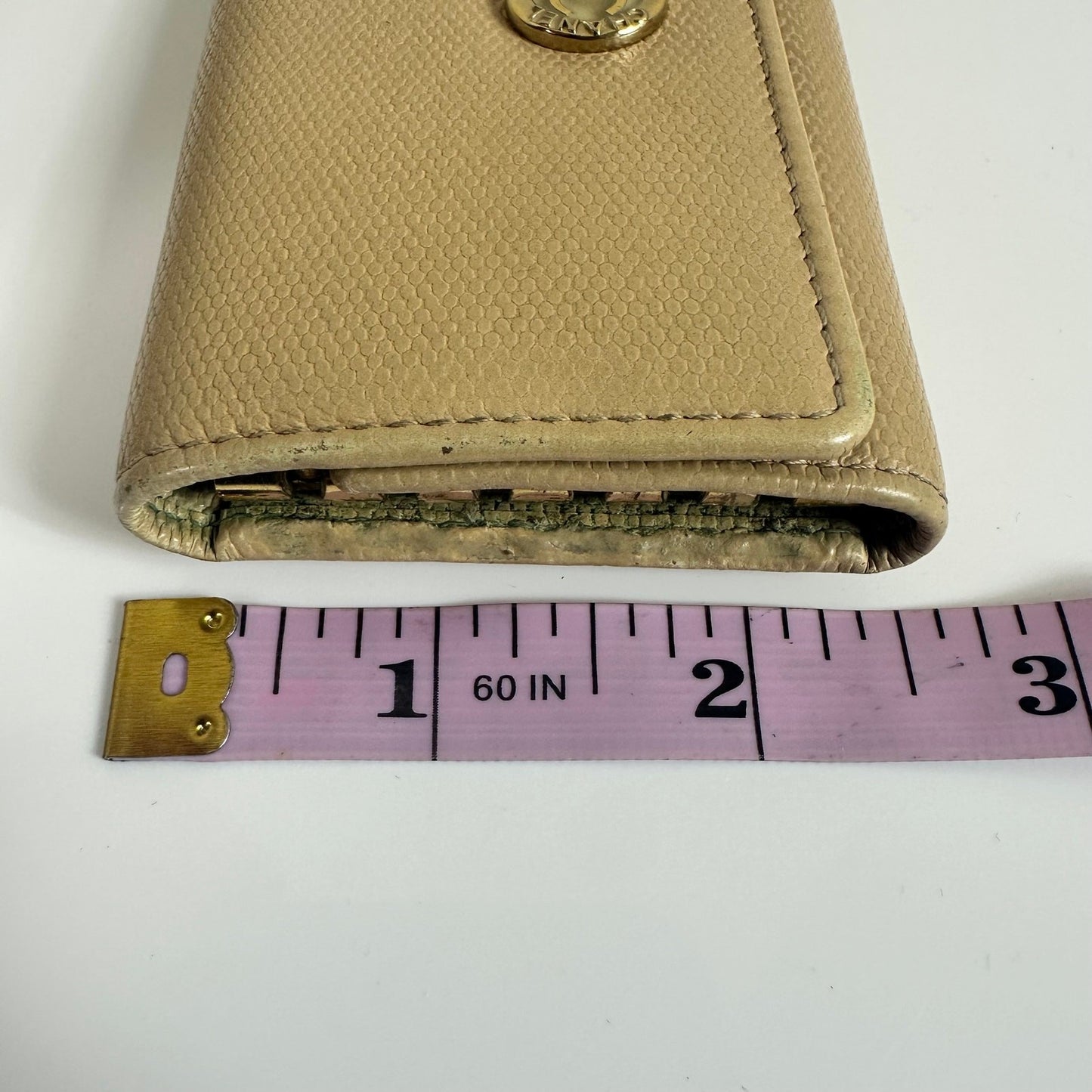 Authentic Chanel CC Beige Leather Key Holder Wallet