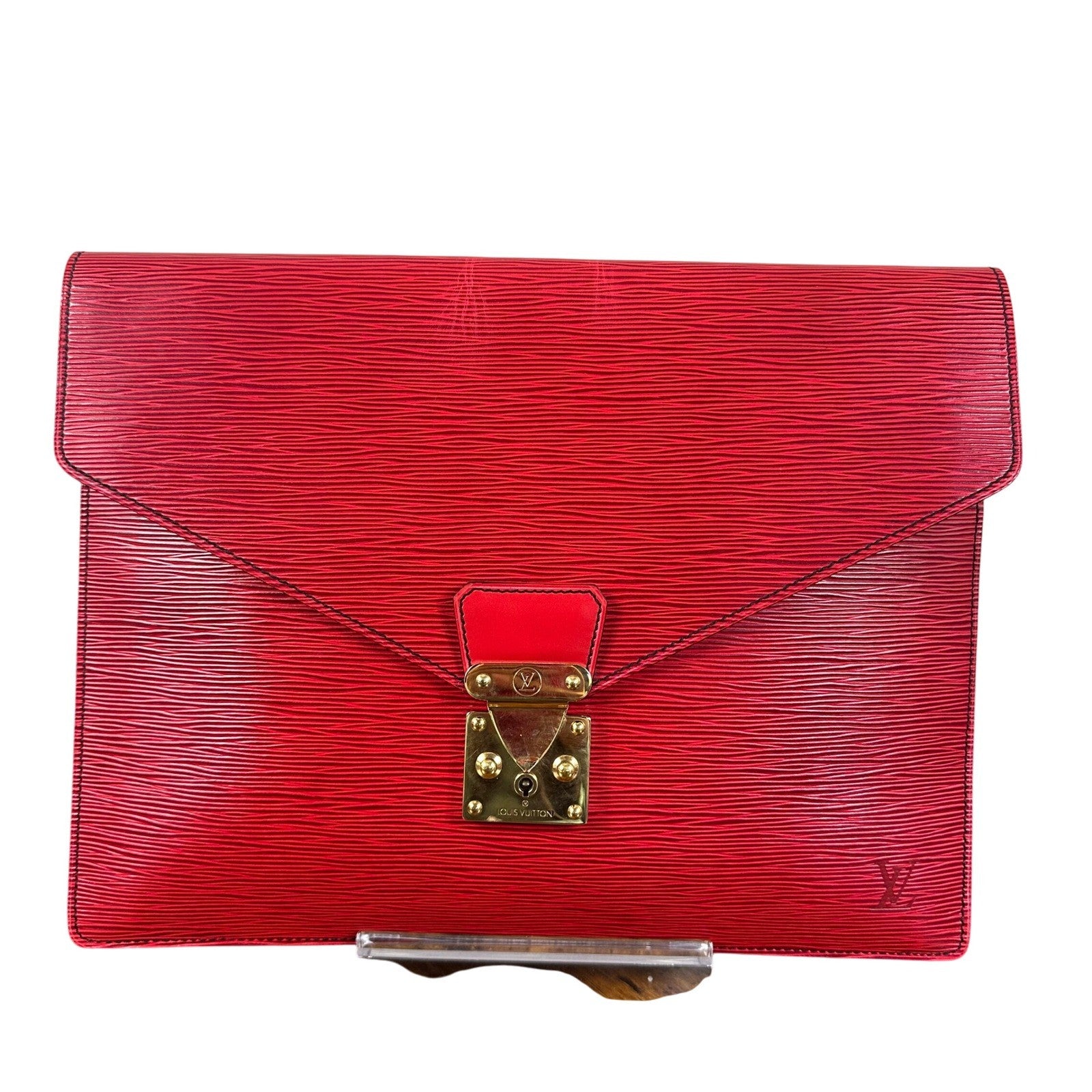 Louis Vuitton Epi Leather Porte Documents Clutch Case Red Authentic Vintage