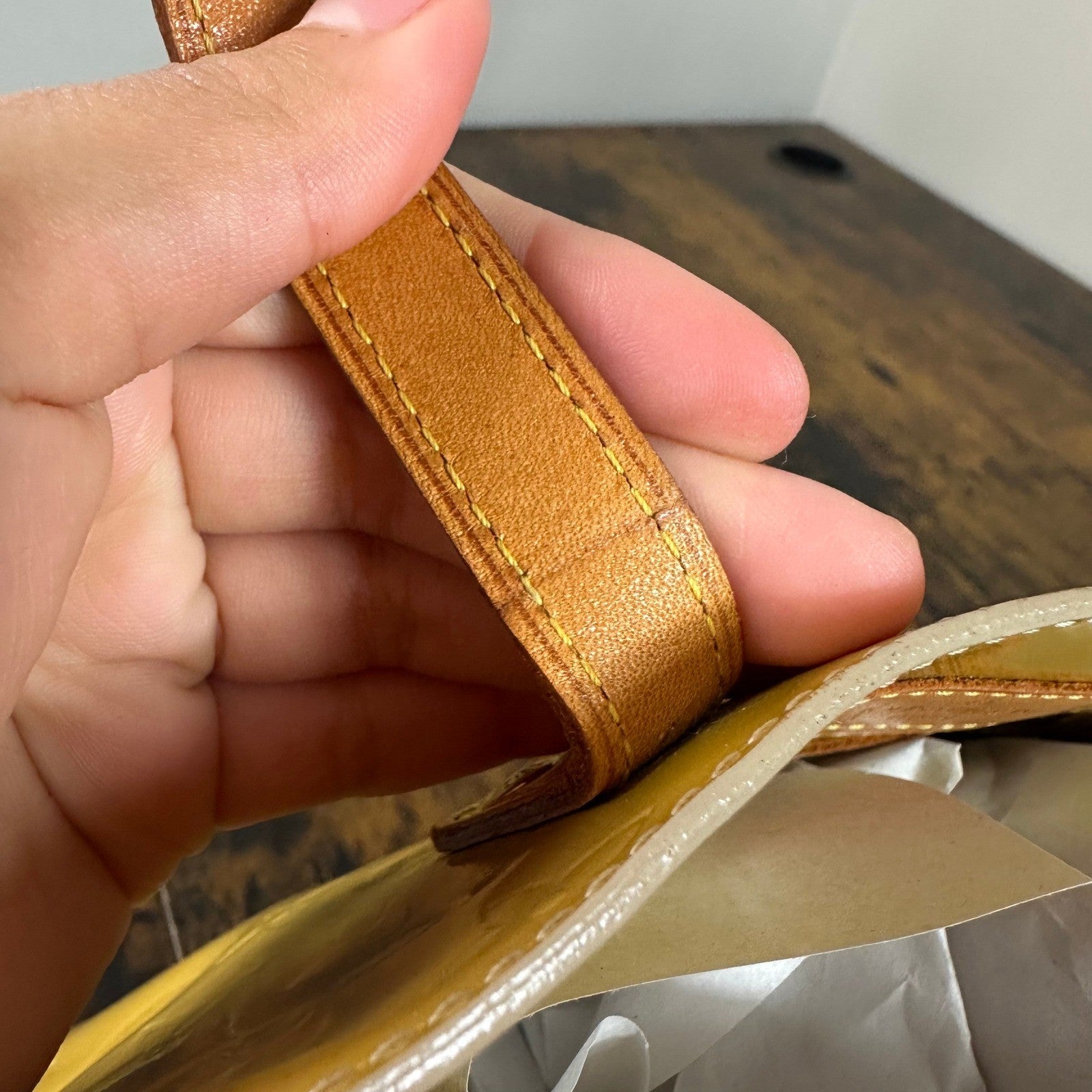 Louis Vuitton Monogram Vernis Reade PM Yellow Patent Leather Handbag Authentic