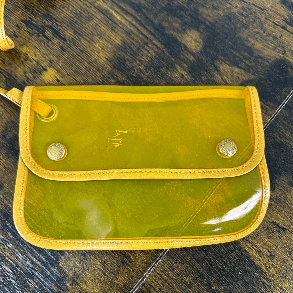 Dolce & Gabbana D&G Rhinestone Embellished Clear Orange Vinyl Tote Bag