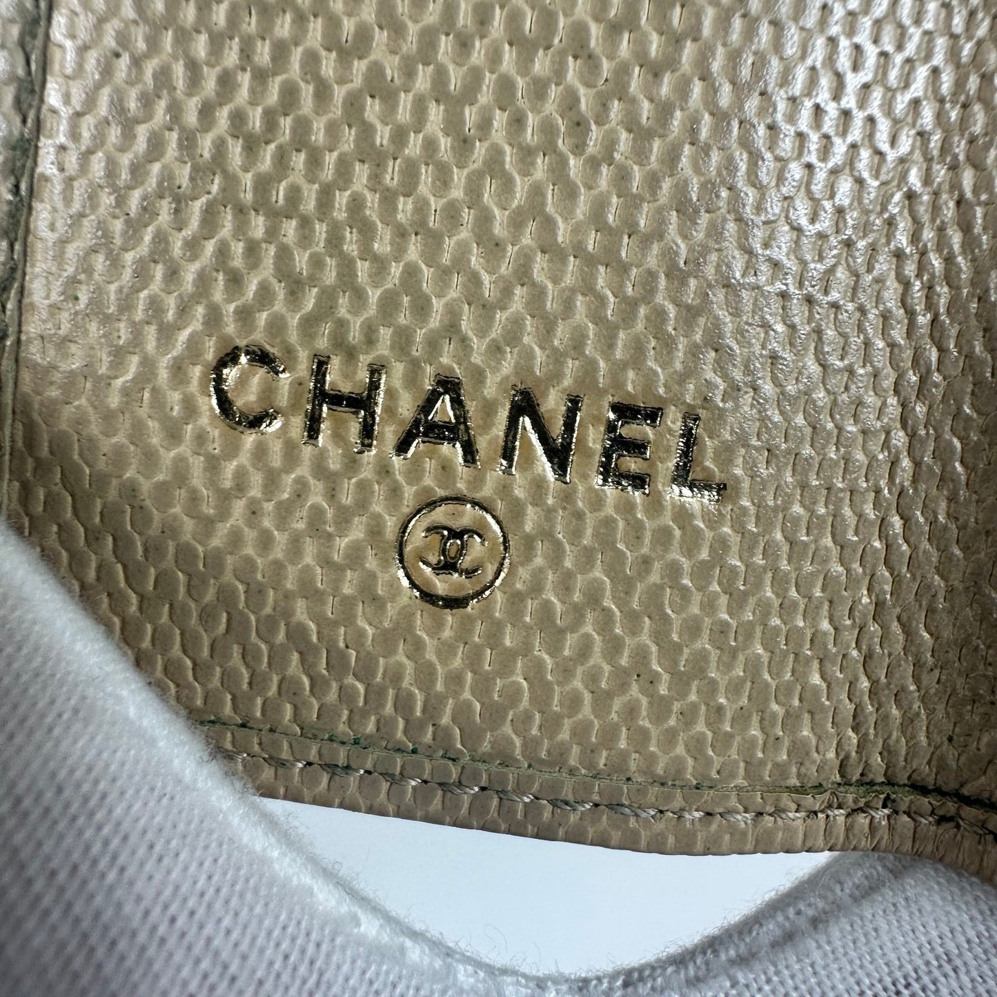 Authentic Chanel CC Beige Leather Key Holder Wallet