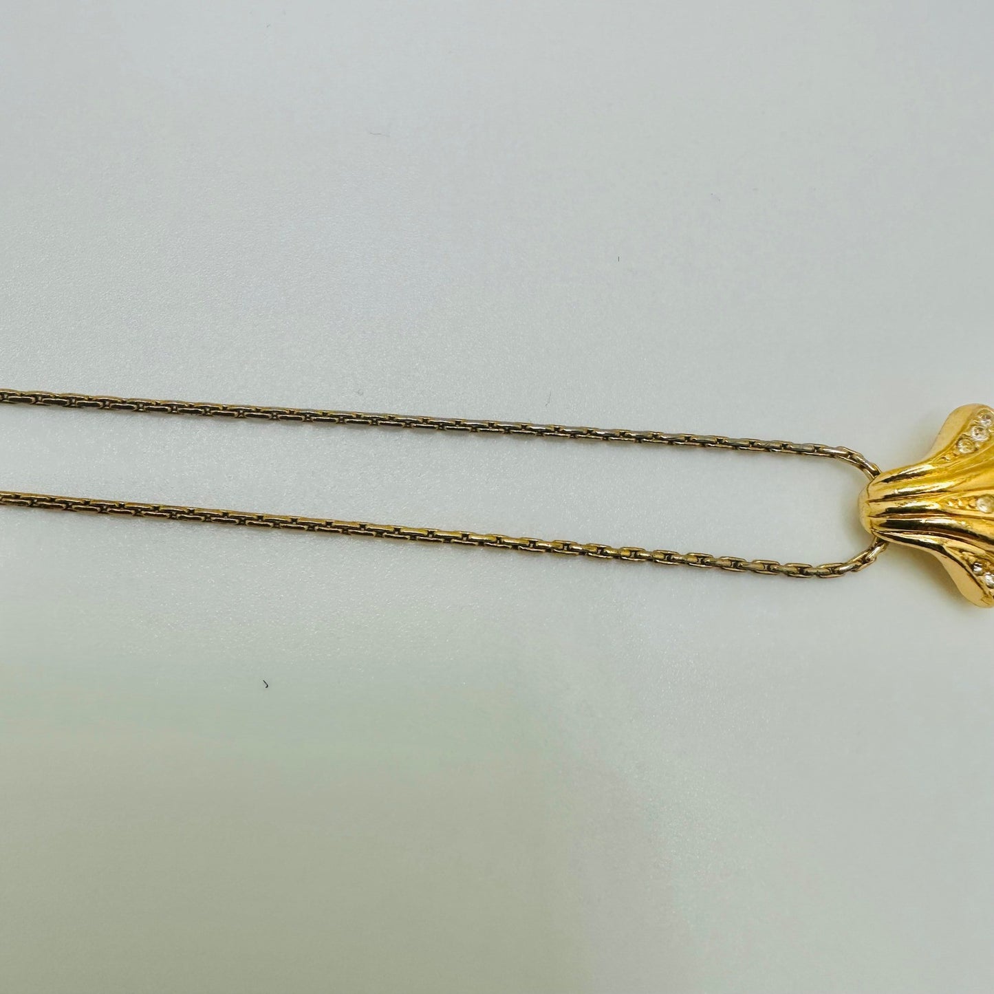 Vintage Christian Dior Gold Rhinestone Pendant Necklace Germany CD Logo