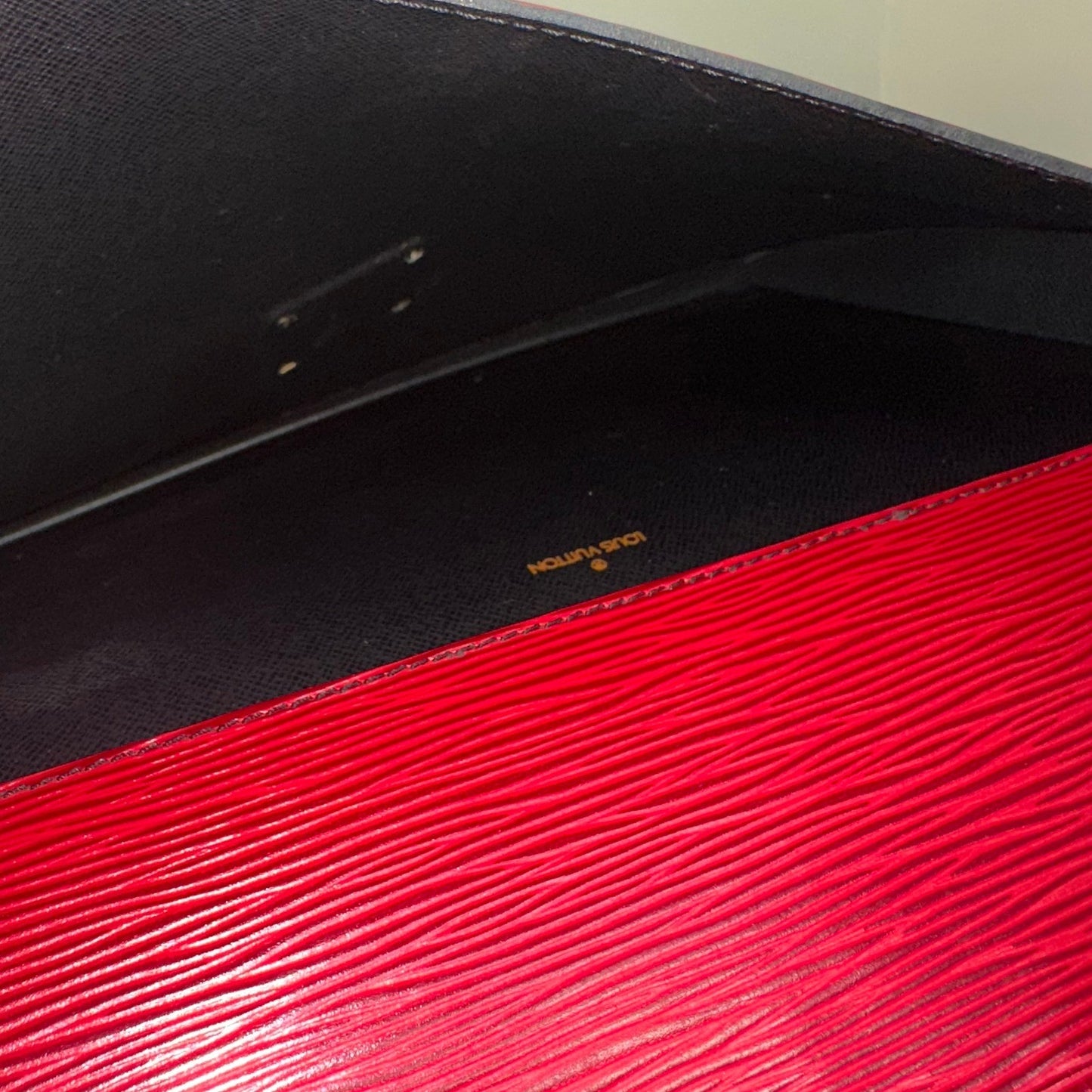 Louis Vuitton Epi Leather Porte Documents Clutch Case Red Authentic Vintage